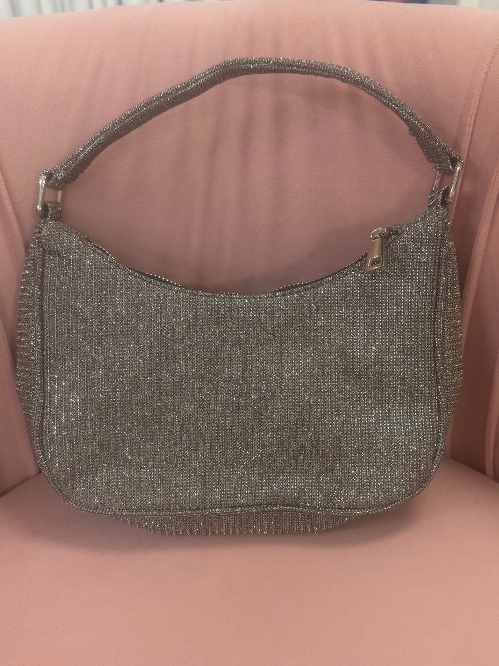 Vintage La Regale Silver Metallic Woven Shoulder Bag Y2K Slouchy Hobo